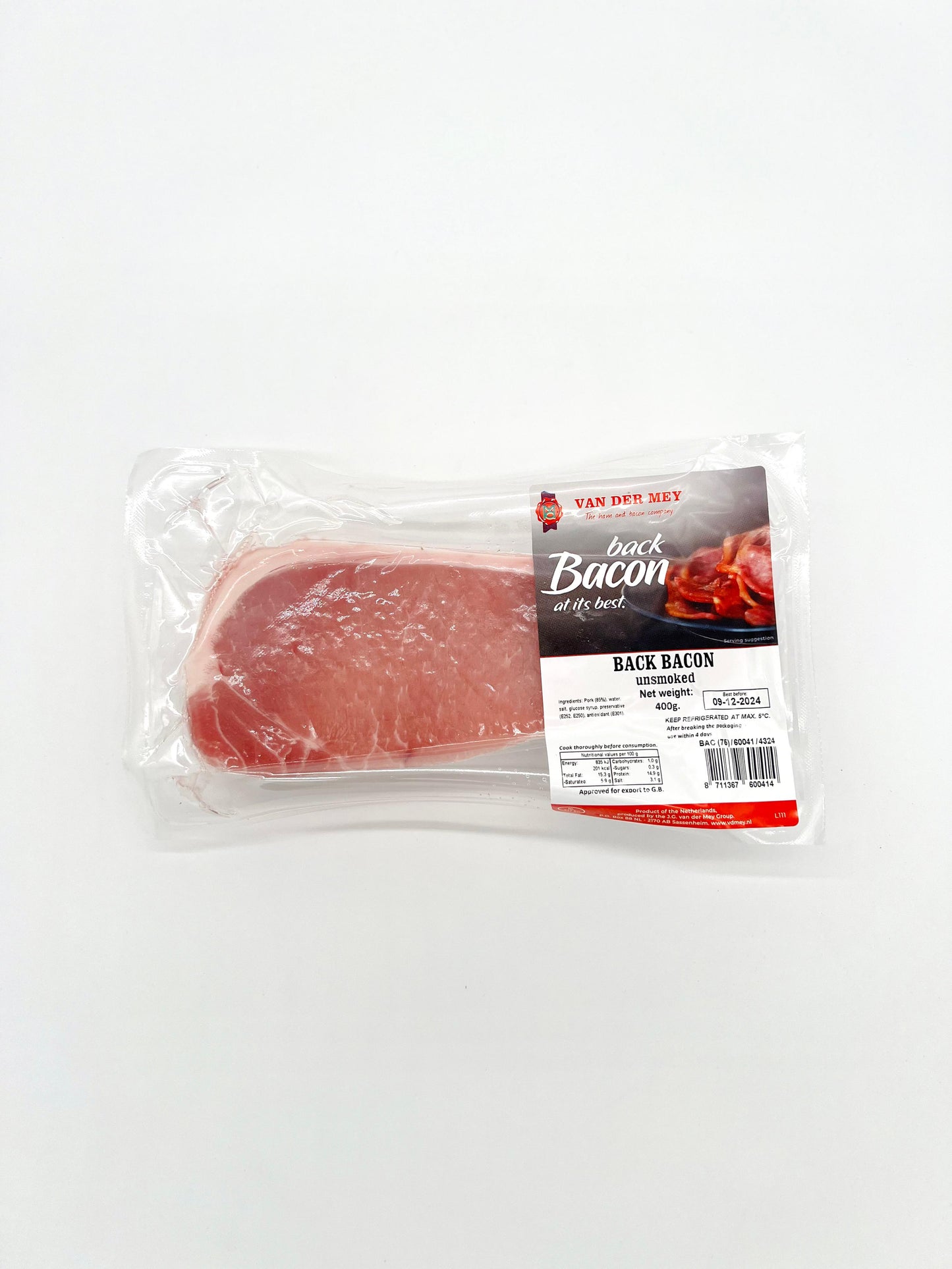 Sliced Back Bacon Unsmoked