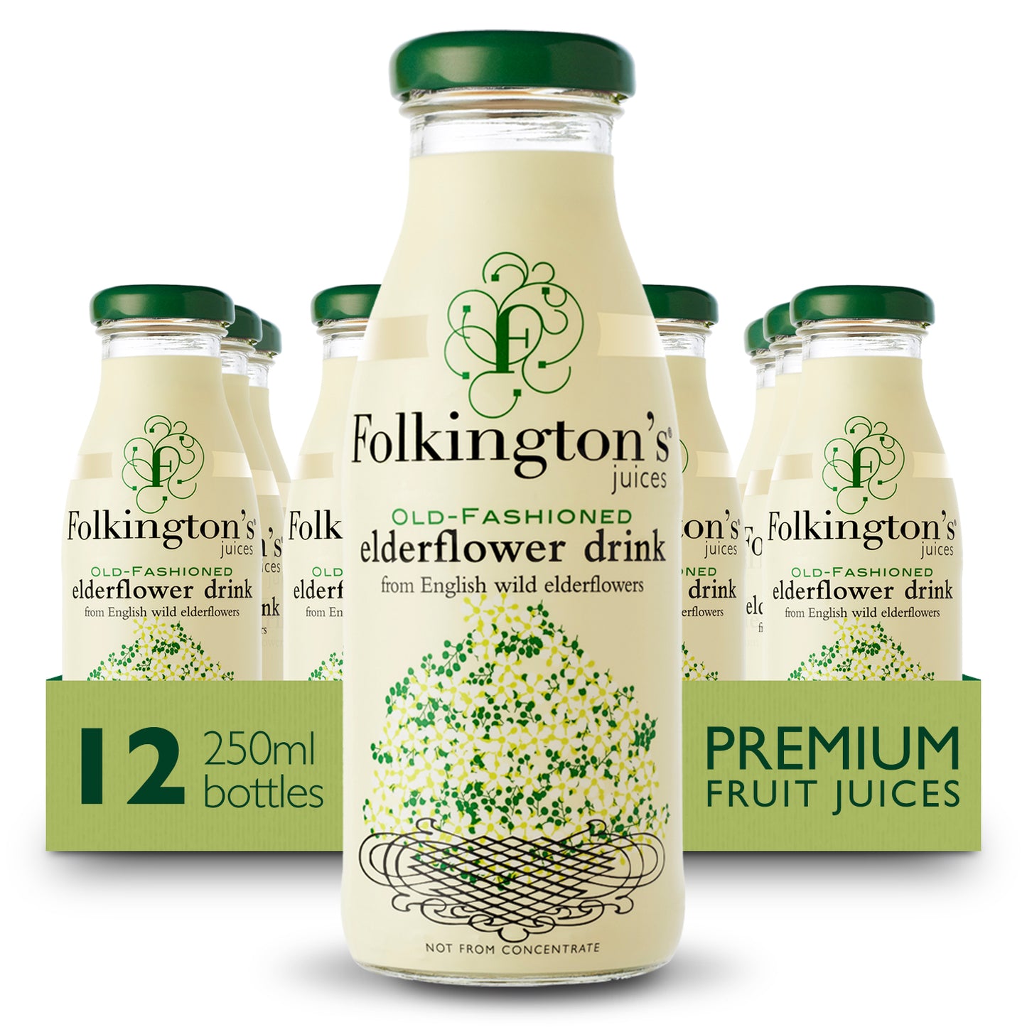 FOLKINGTON'S ELDERFLOWER DRINK 12X250ML