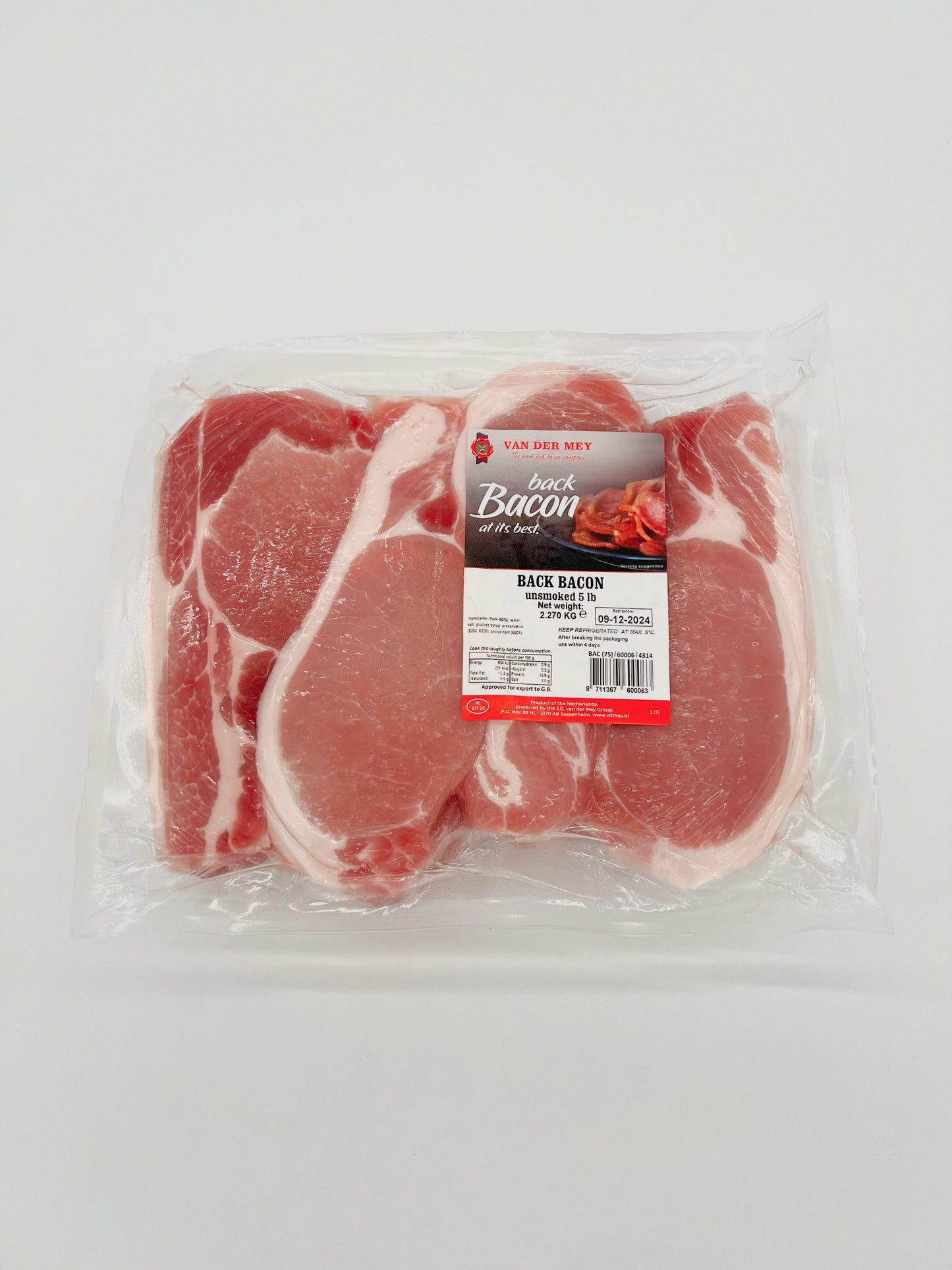 Sliced Back Bacon Unsmoked