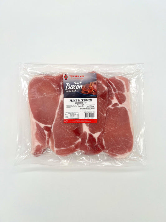 Sliced Prime Back Bacon Unsmoked(shoulder removed)