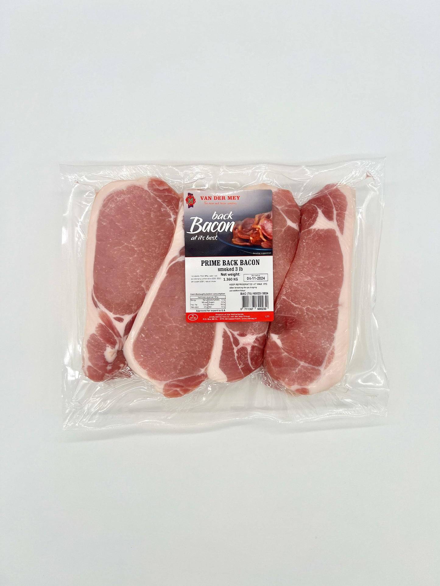 Sliced Prime Back Bacon Smoked (shoulder removed)