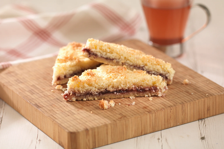 Raspberry & Coconut Triangle Traybake Slice