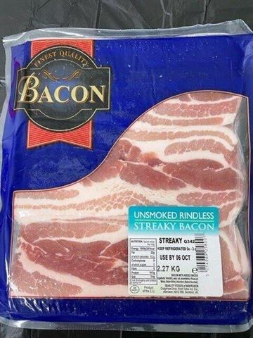 Sliced Streaky Bacon Unsmoked