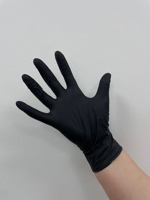LARGE BLACK NITRILE GLOVES P/F 1X100