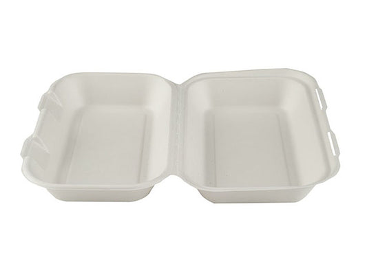 10x6" Large Bagasse Clamshell (fish n Chip size)