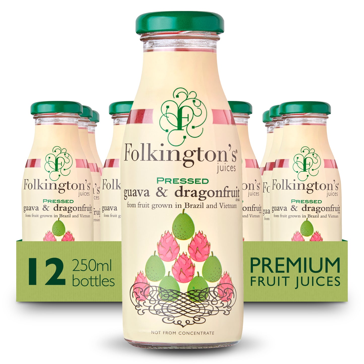 FOLKINGTON'S GUAVA & DRAGONFRUIT JUICE 12X250ML