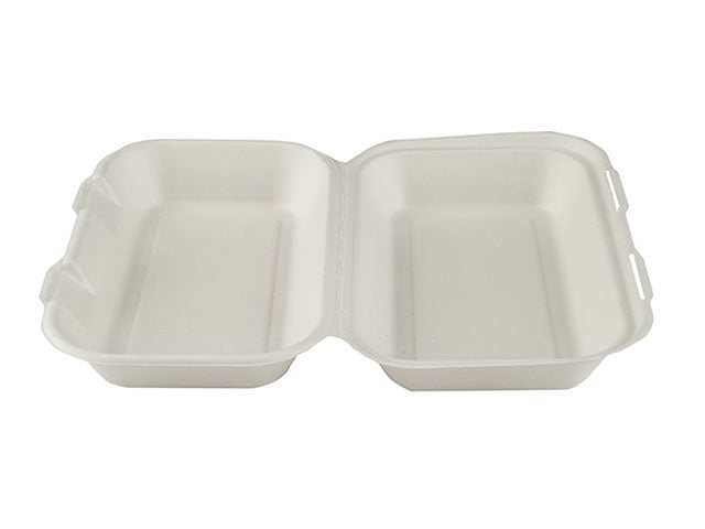 10x6" Large Bagasse Clamshell (fish n Chip size)