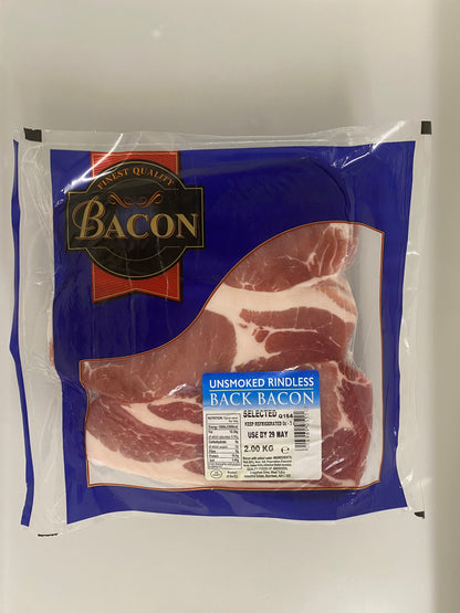 Q/FOODS *SELECTED* UNSMOKED BACON 2KG