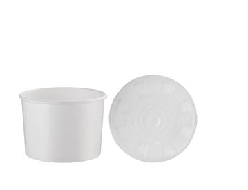 16oz White Pot + Plastic Lid