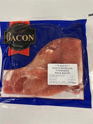 Sliced Back Bacon Unsmoked Value (Frozen)
