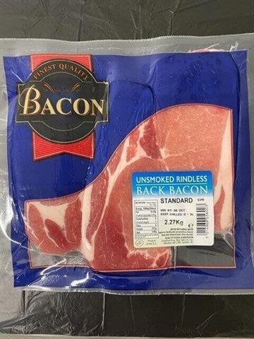 Sliced Back Bacon Unsmoked (Frozen)